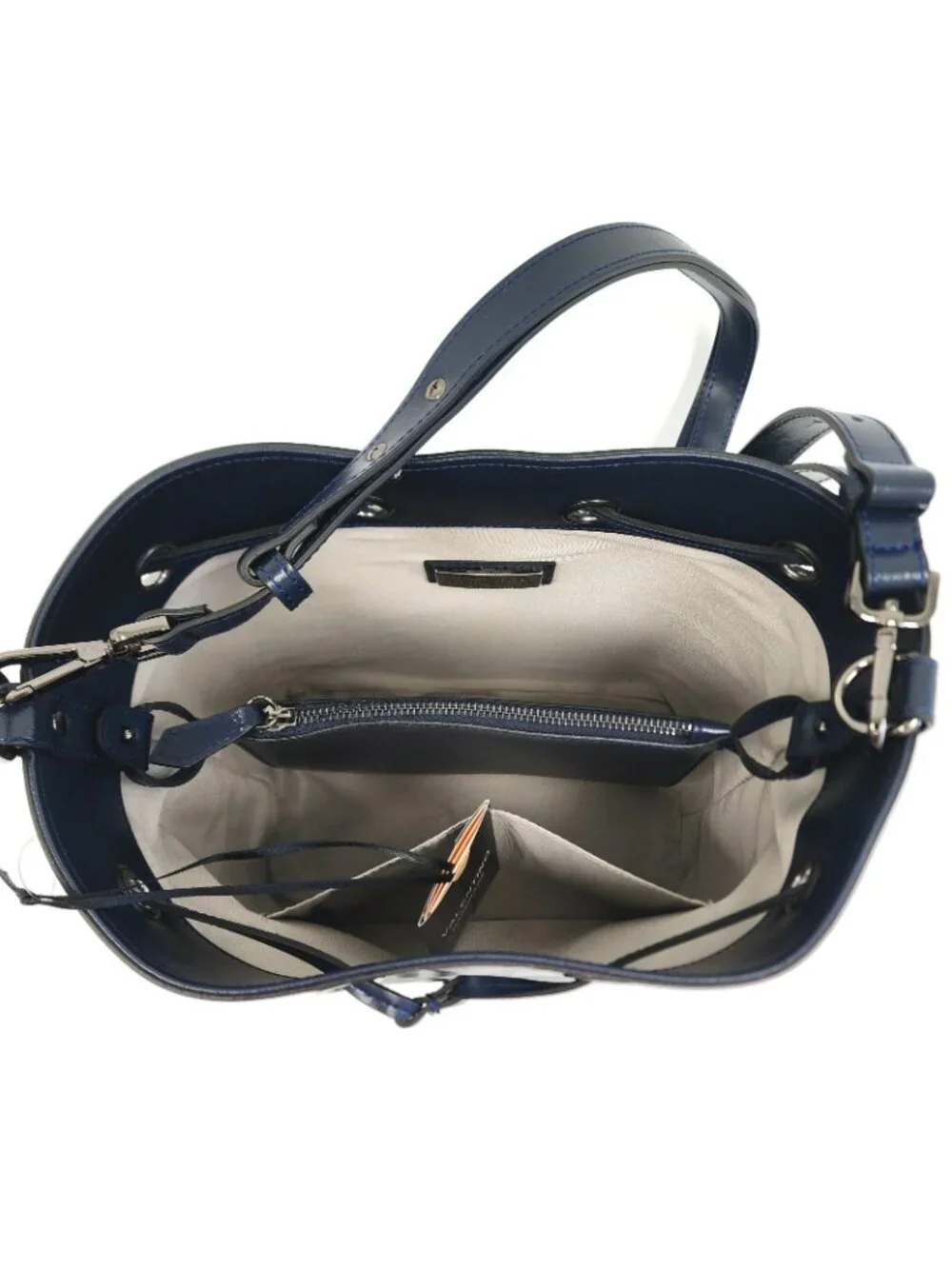 Valentino by Mario Valentino Logo Leather Bucket Crossbody Shoulder Bag Blue